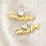 Custom Crystal Pendant Earrings Stainless Steel Name Letter Stud Earrings