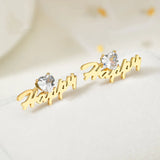 Custom Crystal Pendant Earrings Stainless Steel Name Letter Stud Earrings