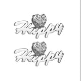 Custom Crystal Pendant Earrings Stainless Steel Name Letter Stud Earrings