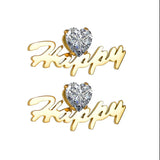 Custom Crystal Pendant Earrings Stainless Steel Name Letter Stud Earrings