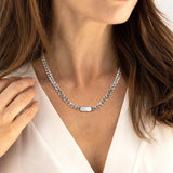 Custom Cuban Chain Necklace, Engraved Logo Name Bar Necklace