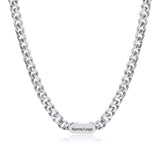 Custom Cuban Chain Necklace, Engraved Logo Name Bar Necklace