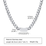 Custom Cuban Chain Necklace, Engraved Logo Name Bar Necklace