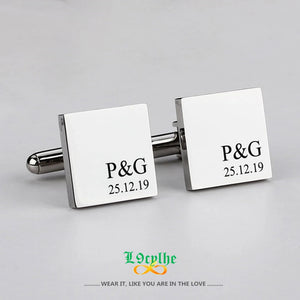 Engraved Bride Groom Wedding Cufflinks Personalized Name Date Jewelry