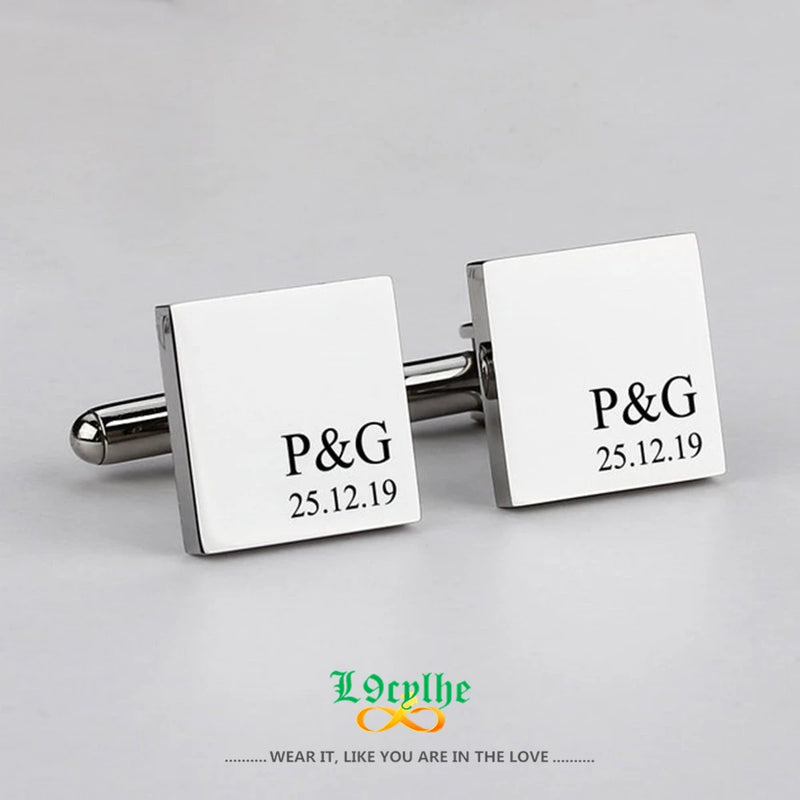 Engraved Bride Groom Wedding Cufflinks Personalized Name Date Jewelry
