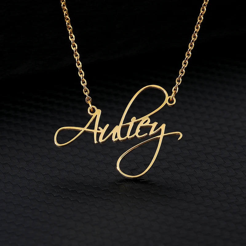 Custom Cursive Name Necklaces Stainless Steel Pendant Necklace