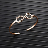 Personalized Family Name Bracelets Stainless Infinity Cuff Bangles
