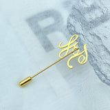 Custom Initial Pin Brooch Stainless Steel Men Gift Jewelry