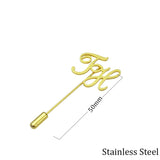 Custom Initial Pin Brooch Stainless Steel Men Gift Jewelry