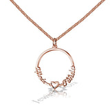 Personalized 2 Names 925 Silver Circle Necklace with Heart (JewelOra NE101616)