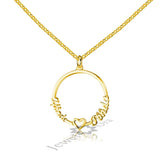 Personalized 2 Names 925 Silver Circle Necklace with Heart (JewelOra NE101616)