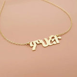 Personalized Amharic Name Necklace Stainless Steel Rose Letter Necklace