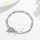 Arabic Name Bracelet Stainless Steel Single Letter Charm for Women