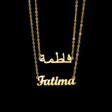 Custom Arabic Name Double Layers Necklaces Stainless Steel Pendant Jewelry