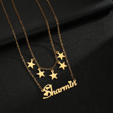 Custom Arabic Name Double Layers Necklaces Stainless Steel Pendant Jewelry