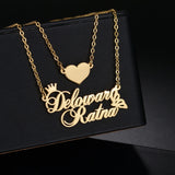 Custom Arabic Name Double Layers Necklaces Stainless Steel Pendant Jewelry