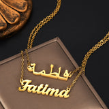 Custom Arabic Name Double Layers Necklaces Stainless Steel Pendant Jewelry