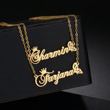 Custom Arabic Name Double Layers Necklaces Stainless Steel Pendant Jewelry
