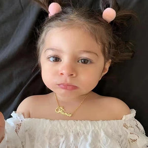 Personalized Baby Crown Name Necklace Stainless Steel Child Chain Necklace