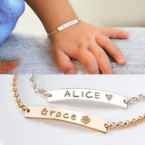 Personalized Baby Name Bracelet Stainless Steel Birthday Gift Bar Bracelet