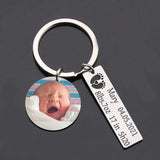 Custom Baby Name Birth Stats Photo Keychain - Stainless Steel