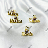 Personalized Birthstone Earrings Initial Earring Name Stud