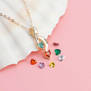 Personalized Birthstone Engraving Name Necklace 8 Figure Pendant