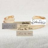 Personalized Handwriting Signature Bracelet Engraved Memorial Cuff Bangle