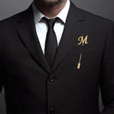 Personalized Letter Collar Pin Stainless Steel Initial Pendant Brooch