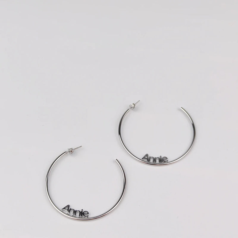 Custom Stainless Steel Name Earrings for Women - Personalized C Shape Earrings