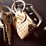 Personalized Calendar Keychain,Engraved Steel Keyring,Wedding Anniversary