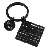 Personalized Calendar Keychain,Engraved Steel Keyring,Wedding Anniversary