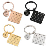Personalized Calendar Keychain,Engraved Steel Keyring,Wedding Anniversary