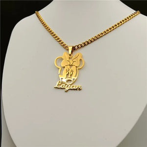 Cartoon Mickey Pendant Necklace Stainless Steel Gift