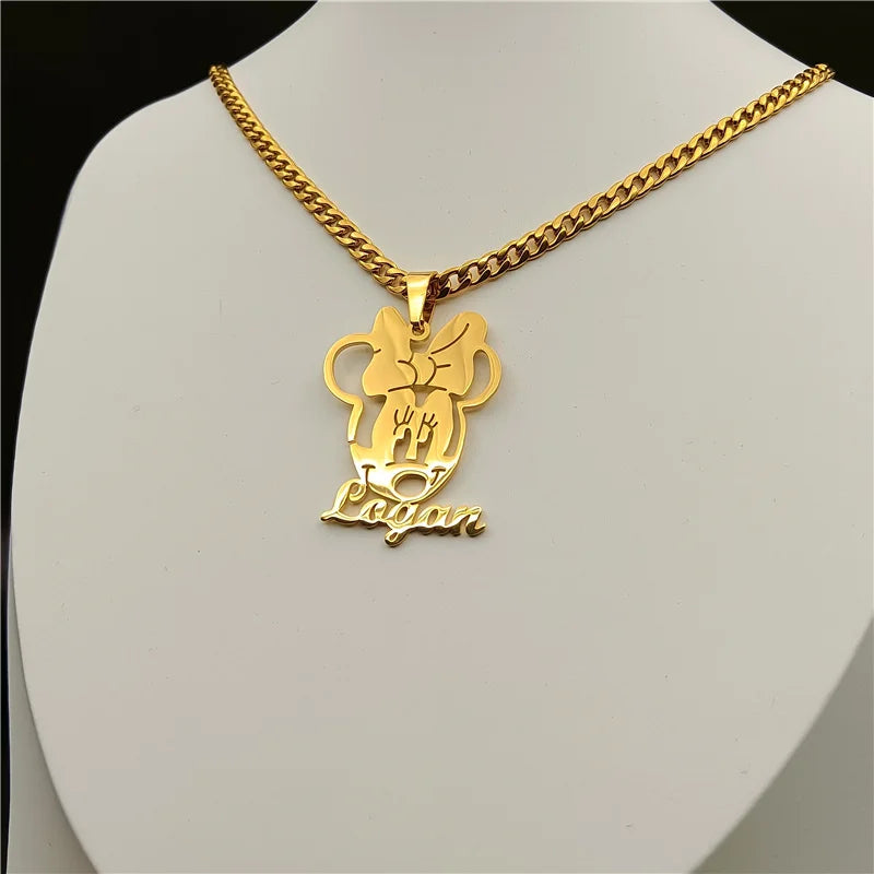 Cartoon Mickey Pendant Necklace Stainless Steel Gift