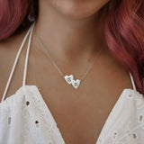 2 Letter Stainless Steel Heart Pendant Necklaces