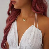 2 Letter Stainless Steel Heart Pendant Necklaces