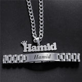 Personalized Name Necklaces for Men Women Stainless Steel Jewelry Set