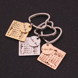 Custom Date KeyChain Wedding Anniversary Gift Engraved Calendar Date