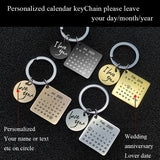 Custom Date KeyChain Wedding Anniversary Gift Engraved Calendar Date