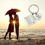 Custom Date KeyChain Wedding Anniversary Gift Engraved Calendar Date