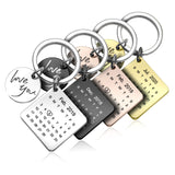 Custom Date KeyChain Wedding Anniversary Gift Engraved Calendar Date
