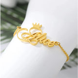 Personalized Crown Name Bracelet For Women Stainless Steel Jewelry