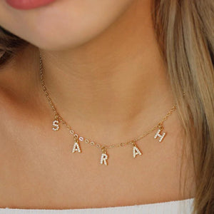 Personalized CZ Tiny Letter Necklace Women Initial Choker Dainty Name Jewelry