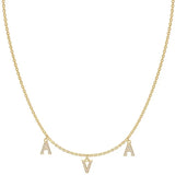 Personalized CZ Tiny Letter Necklace Women Initial Choker Dainty Name Jewelry
