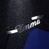 Personalized Rose Nameplate Cuff Bangle for Women