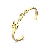 Personalized Rose Nameplate Cuff Bangle for Women