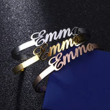 Personalized Rose Nameplate Cuff Bangle for Women