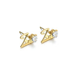 Custom Diamond Letter Studs Earrings for Women - Stainless Steel