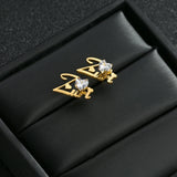 Custom Diamond Letter Studs Earrings for Women - Stainless Steel